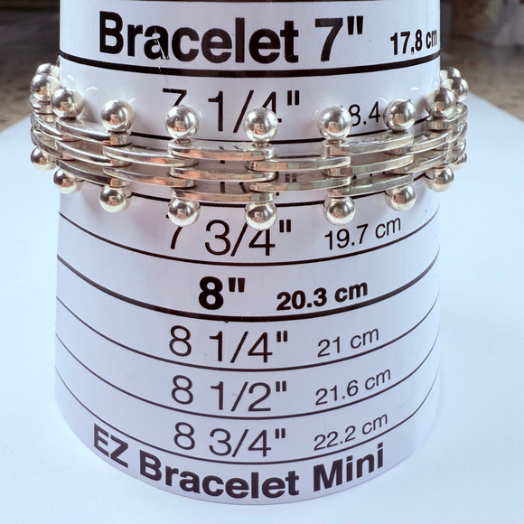 Modernist Sterling Silver DNA Ball & Bead Bar Link Sterling Silver VTG Bracelet - Picture 7 of 8